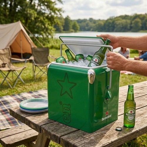 14qt heineken metal cooler box - 14qt,